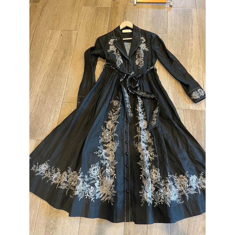 ZIMMERMANN black midi shirt dress size 0/ US 4 - Picture 14 of 16